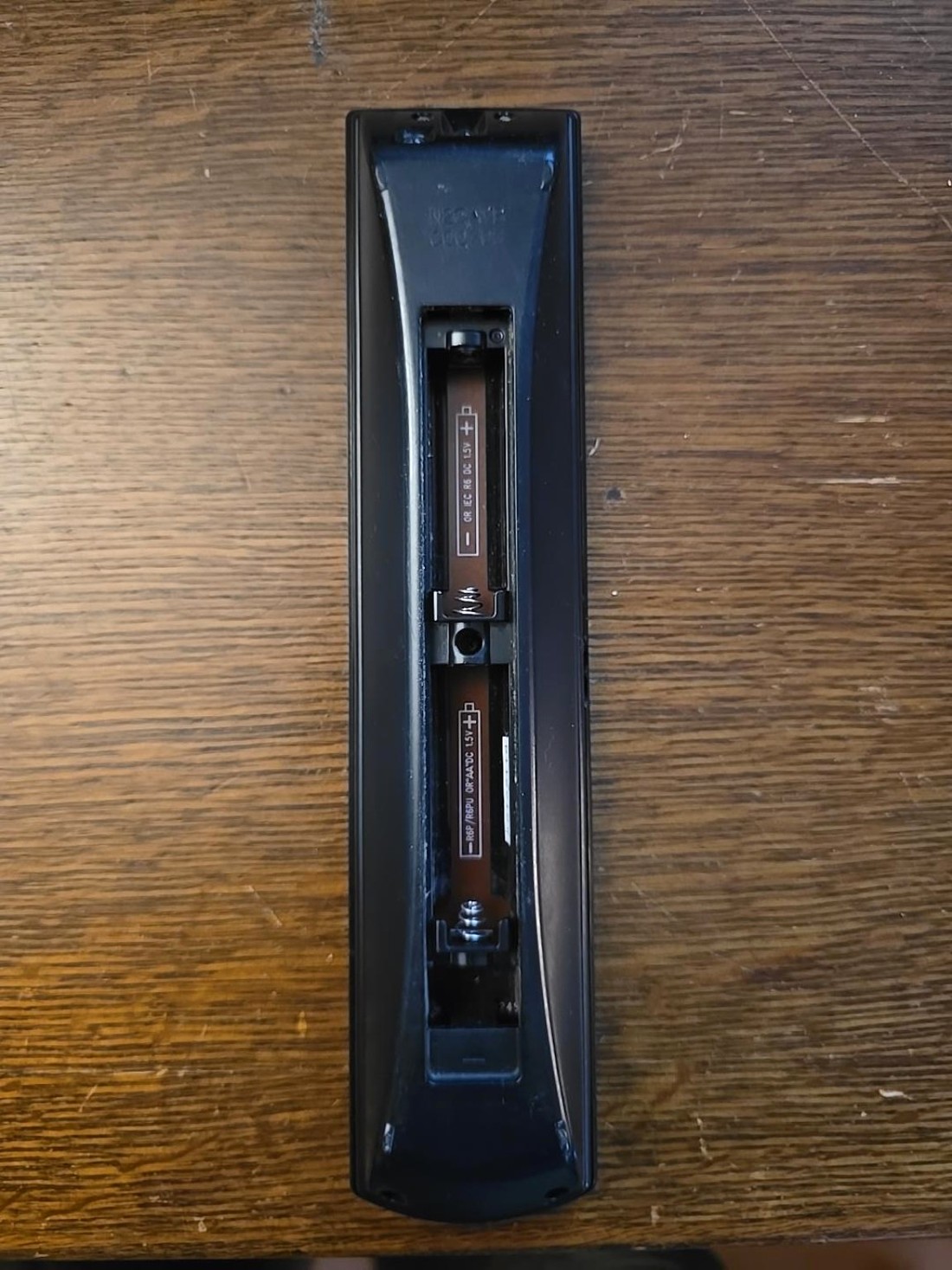 Remote battery compartment before BatteryBright labels are installed